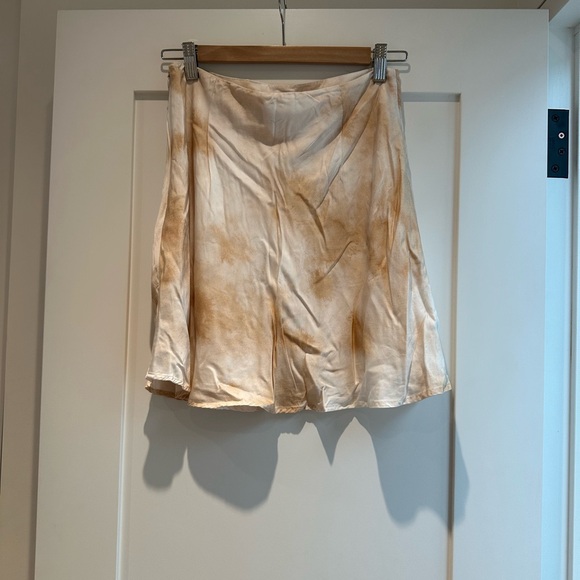 Frank & Oak Cream and Tan Silk Skirt - Picture 2 of 3